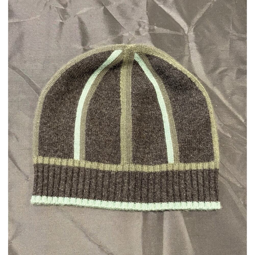 Armand Diradourian Cashmere Men’s Hat Beanie Dk Grey & Greens New